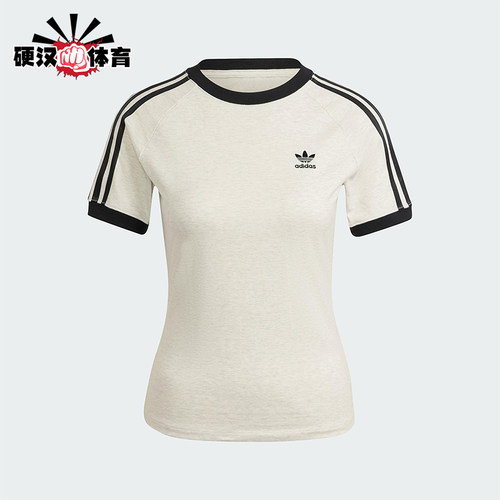Adidas/阿迪达斯正品三叶草女士印花圆领经典套头修身短袖IR8104