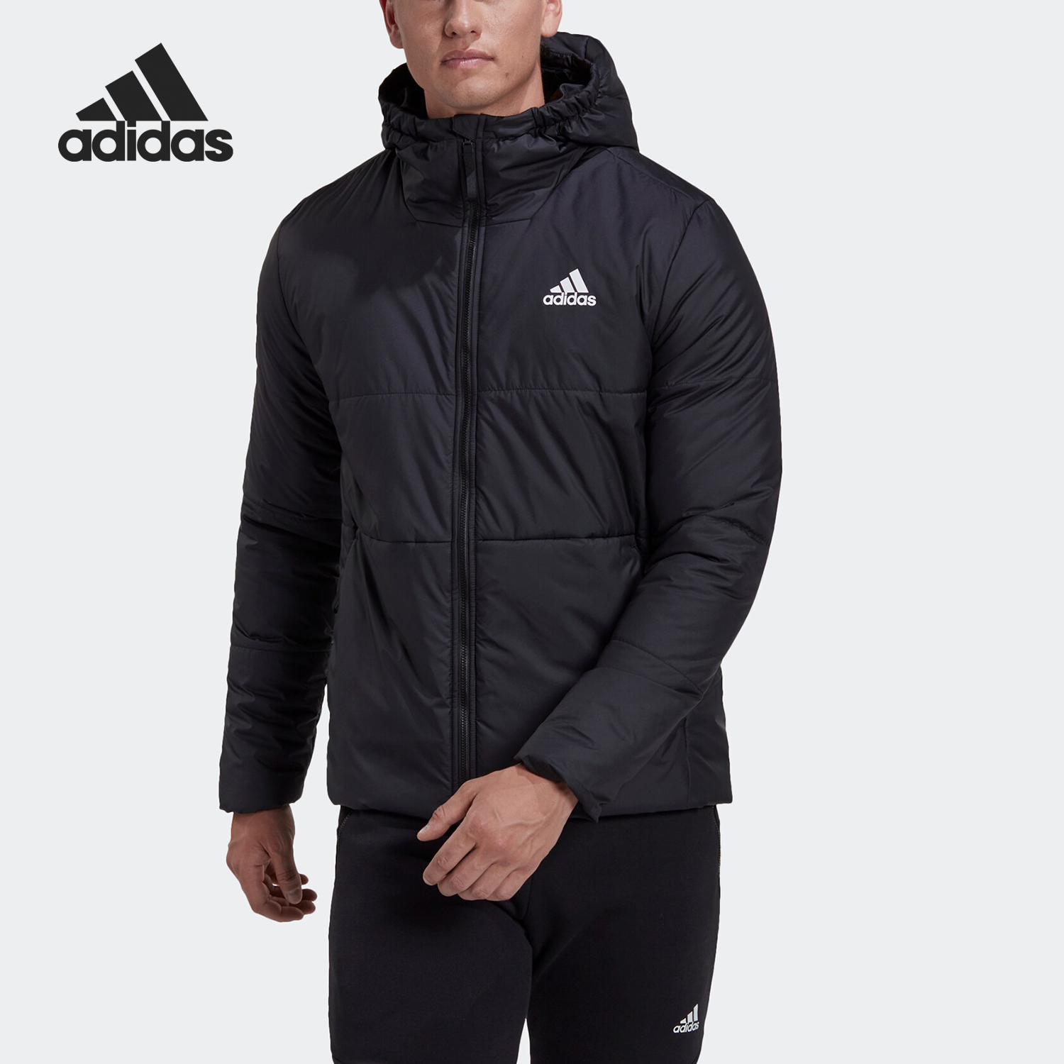 Adidas/阿迪达斯正品BSC 3-STRIPES 户外男士连帽棉服HG6276