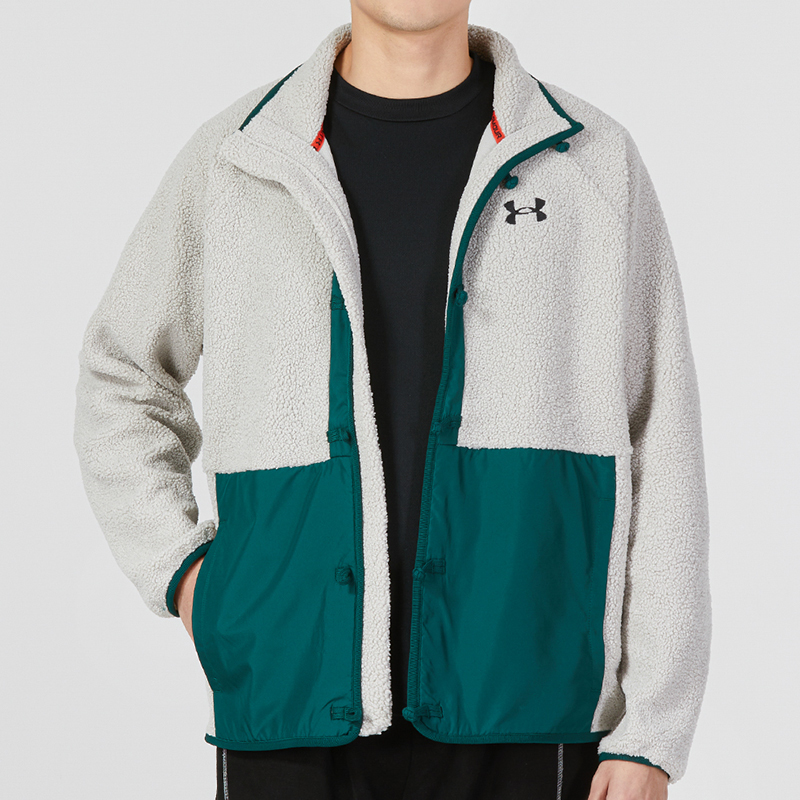 UA/安德玛正品运动男士针织复古拼款加绒保暖夹克外套1375279-592