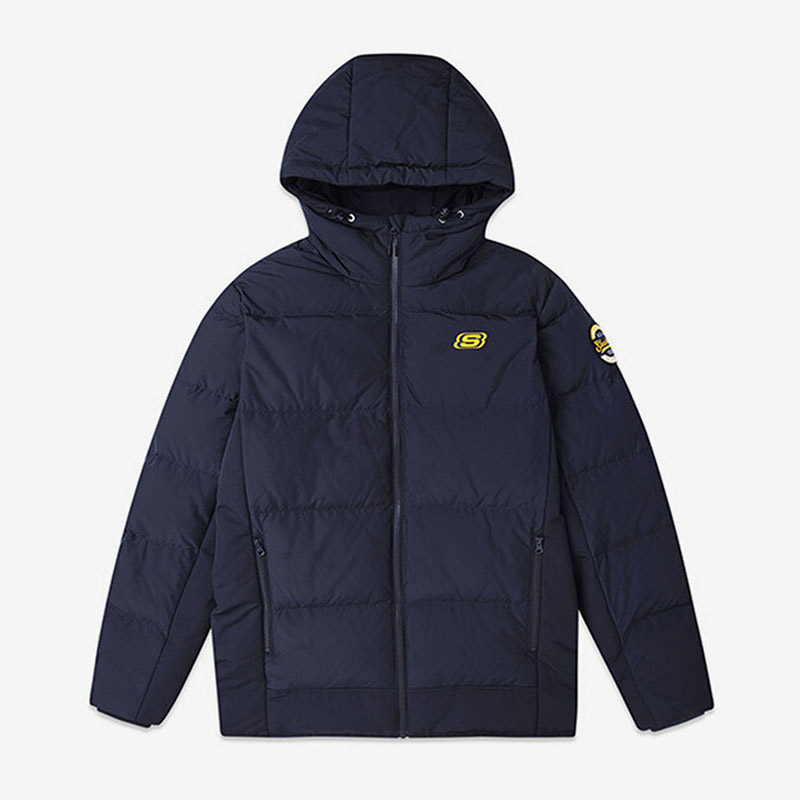 斯凯奇男子正品中长款连帽羽绒服断码特价  L419M063-00AH