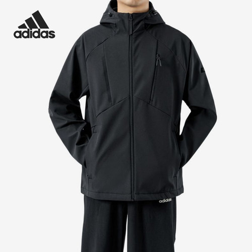 Adidas/阿迪达斯正品冲锋衣新款男黑色骑行夹克外套KG8966