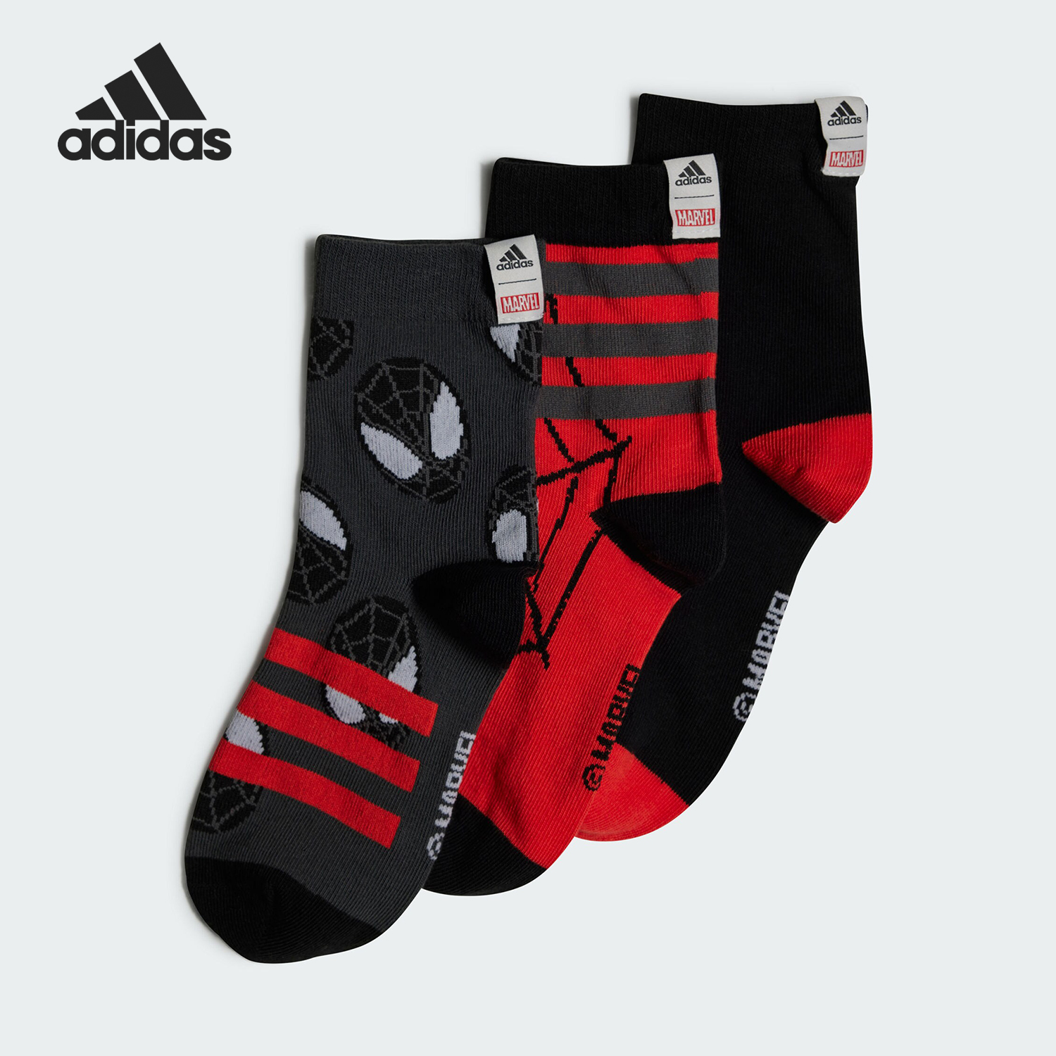 Adidas/阿迪达斯正品SPIDER-MAN 3PP 儿童运动袜三双装HZ2915