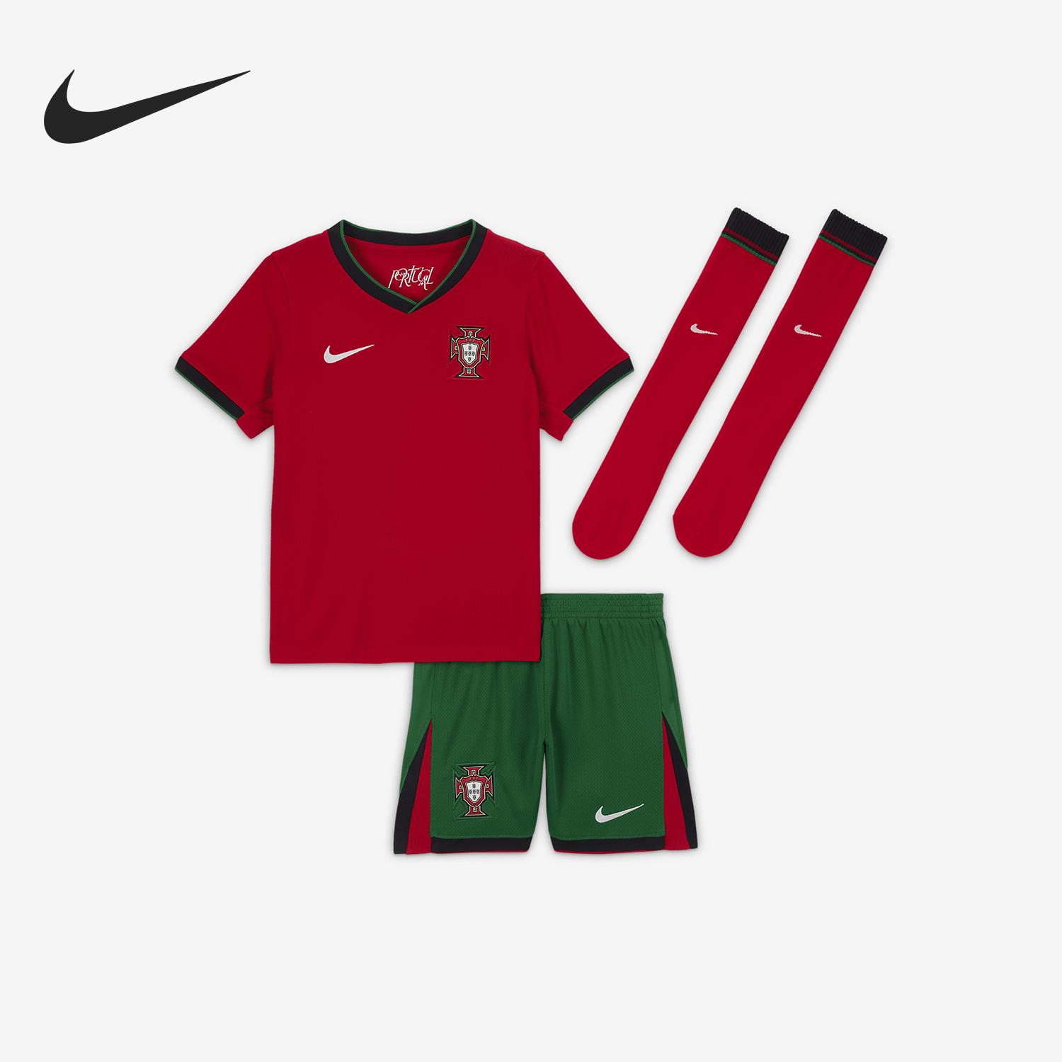 Nike/耐克正品葡萄牙队主场球迷版儿童足球套装FJ1595-657