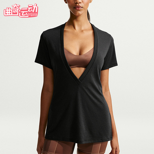 Nike/耐克新款女士修身V领中长款时尚短袖T恤IV6868-054