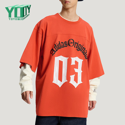 Adidas/阿迪达斯正品三叶草男士亲肤宽松个性时尚印花T恤KR0407