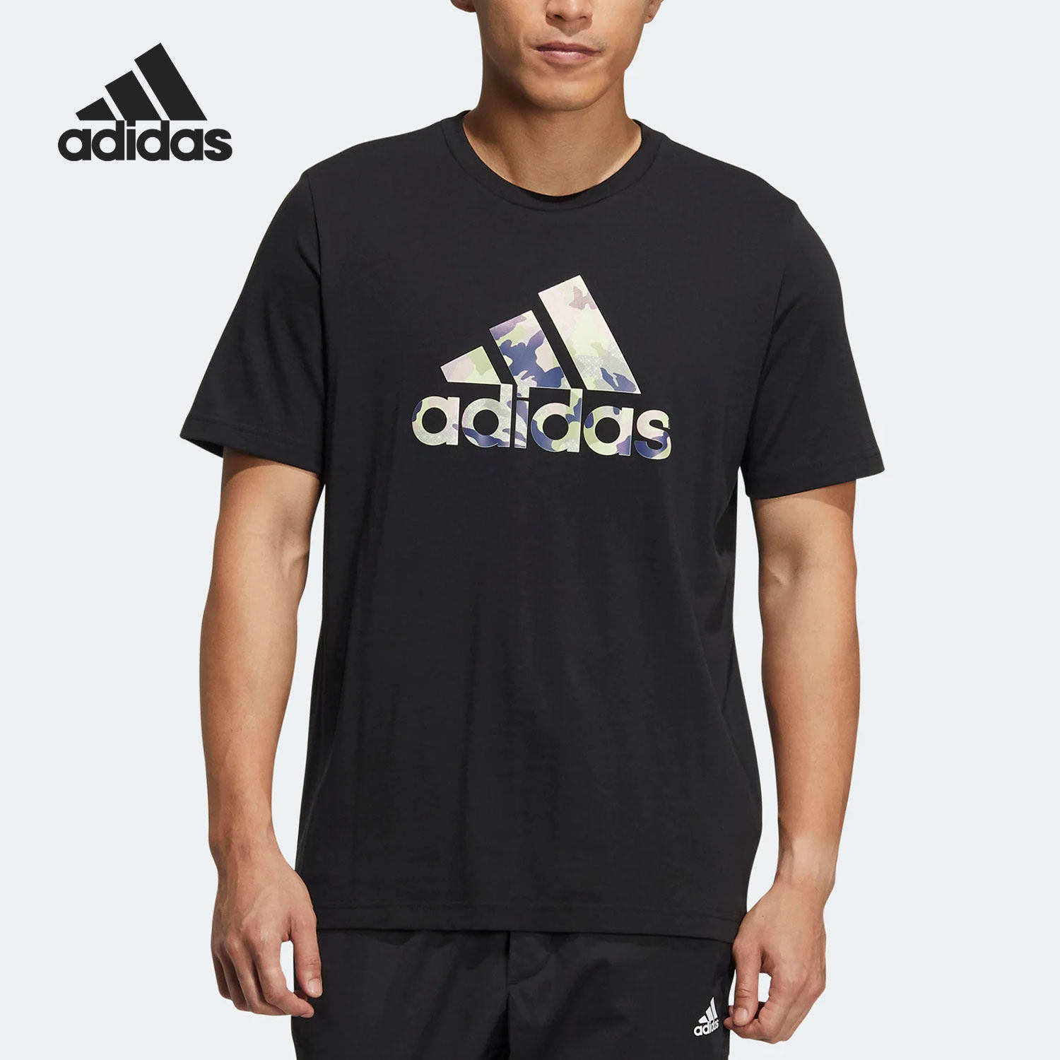 Adidas/阿迪达斯正品圆领透气男子舒适运动休闲短袖T恤HE7418