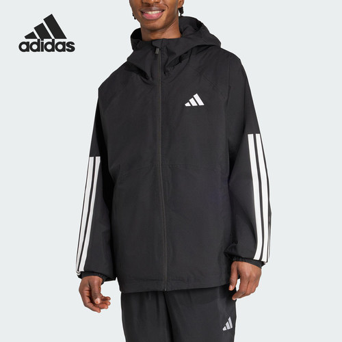 Adidas/阿迪达斯正品ESS 3S RAIN H J男士连帽运动外套JM1056