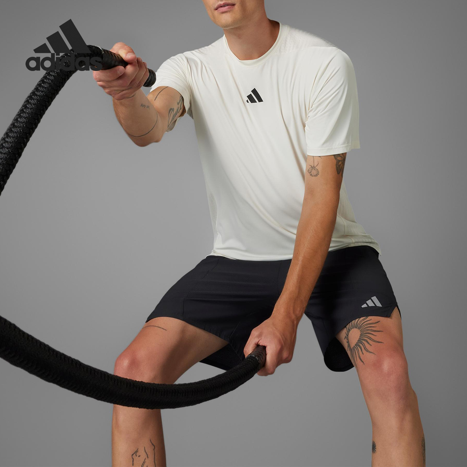 Adidas/阿迪达斯正品2025夏季款男士透气健身训练T恤JE5746