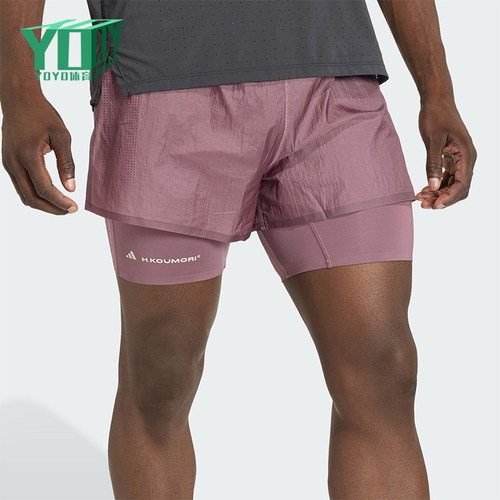 Adidas/阿迪达斯正品夏季男士时尚跑步二合一简约训练短裤KB8431