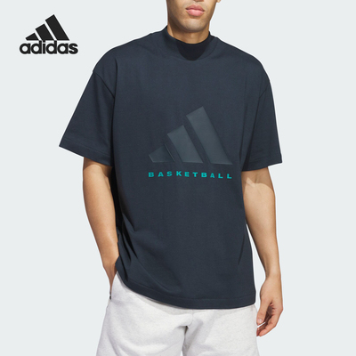 阿迪达斯男女同款印花短袖T恤