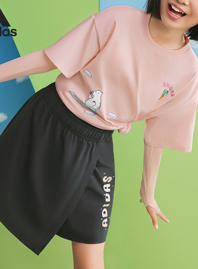 Adidas/阿迪达斯正品夏季儿童圆领宽松运动休闲短袖T恤IQ0859