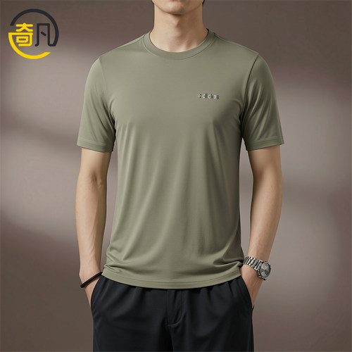 Adidas/阿迪达斯正品圆领宽松风男橄榄绿经典短袖休闲T恤KQ5316