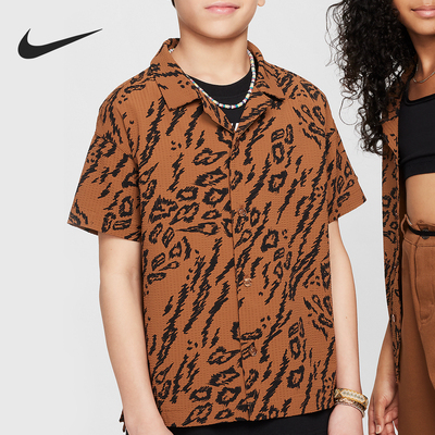 Nike/耐克正品 Dri-FIT 大童舒爽梭织休闲滑板衬衫FN9218-281