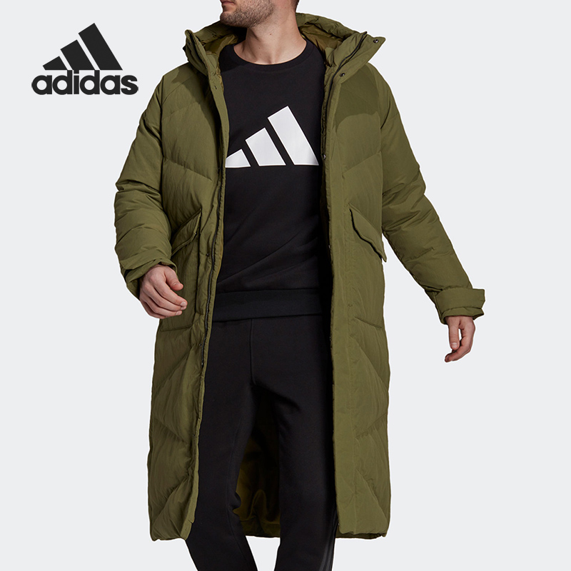 Adidas/阿迪达斯正品长款男子时尚休闲连帽保暖羽绒服GQ2507