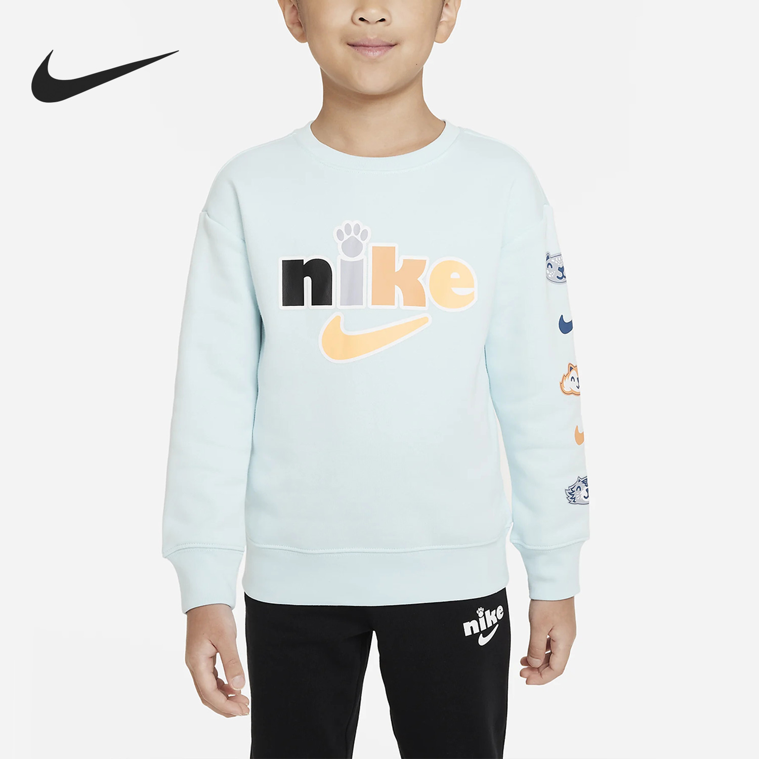 Nike/耐克正品当季新款小童保暖加绒运动圆领卫衣FB9278-474