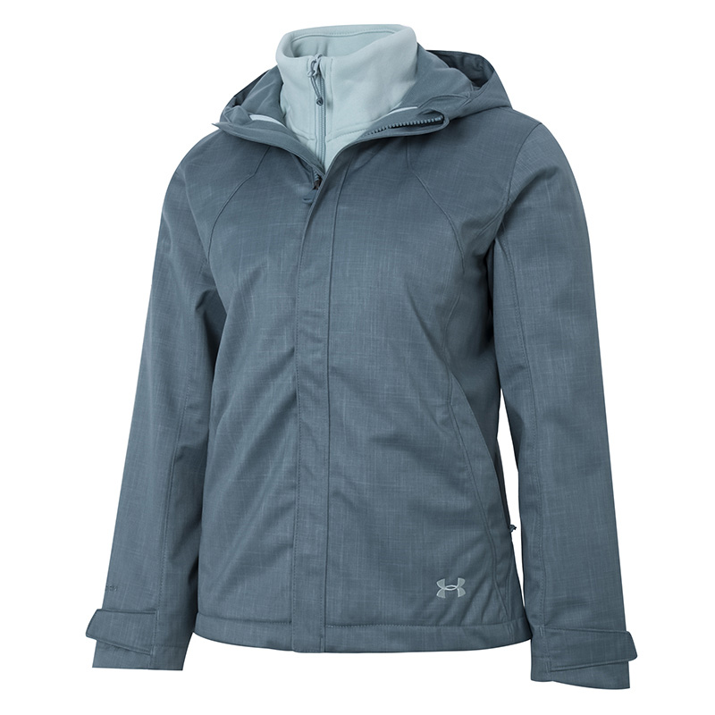 安德玛正品女子连帽三合一冲锋衣防泼水跑步运动外套1296868