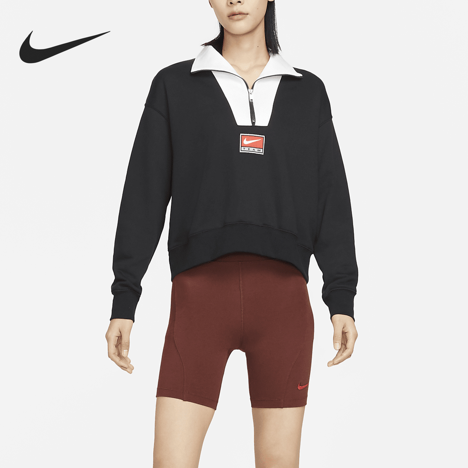 Nike/耐克正品运动女士立领半拉链长袖卫衣套头衫DQ6944-010