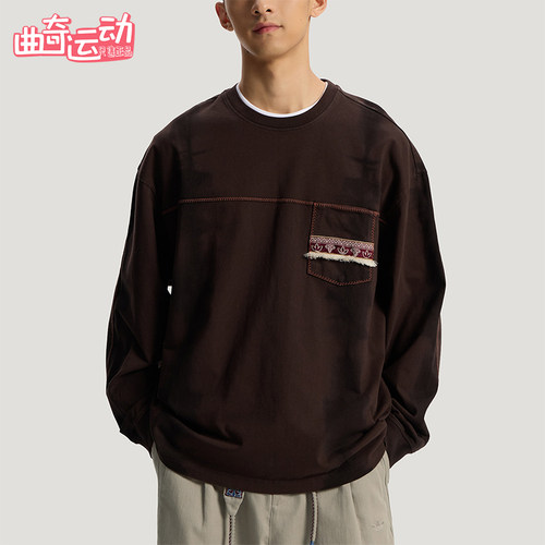 Adidas/阿迪达斯正品三叶草男士复古针织运动宽松长袖T恤KW5672