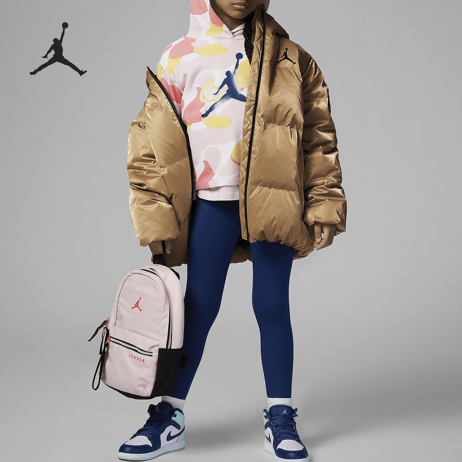 Nike/耐克正品Jordan 小童套头连帽衫紧身裤套装FJ6554-442