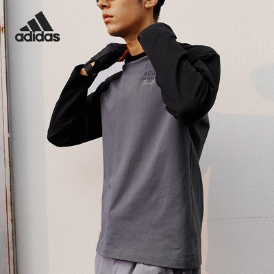 Adidas/阿迪达斯正品2025新款男女休闲拼接宽松圆领T恤JZ0115