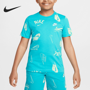 Nike/耐克正品Sportswear大童日常经典花纹透气T恤HQ9292-345