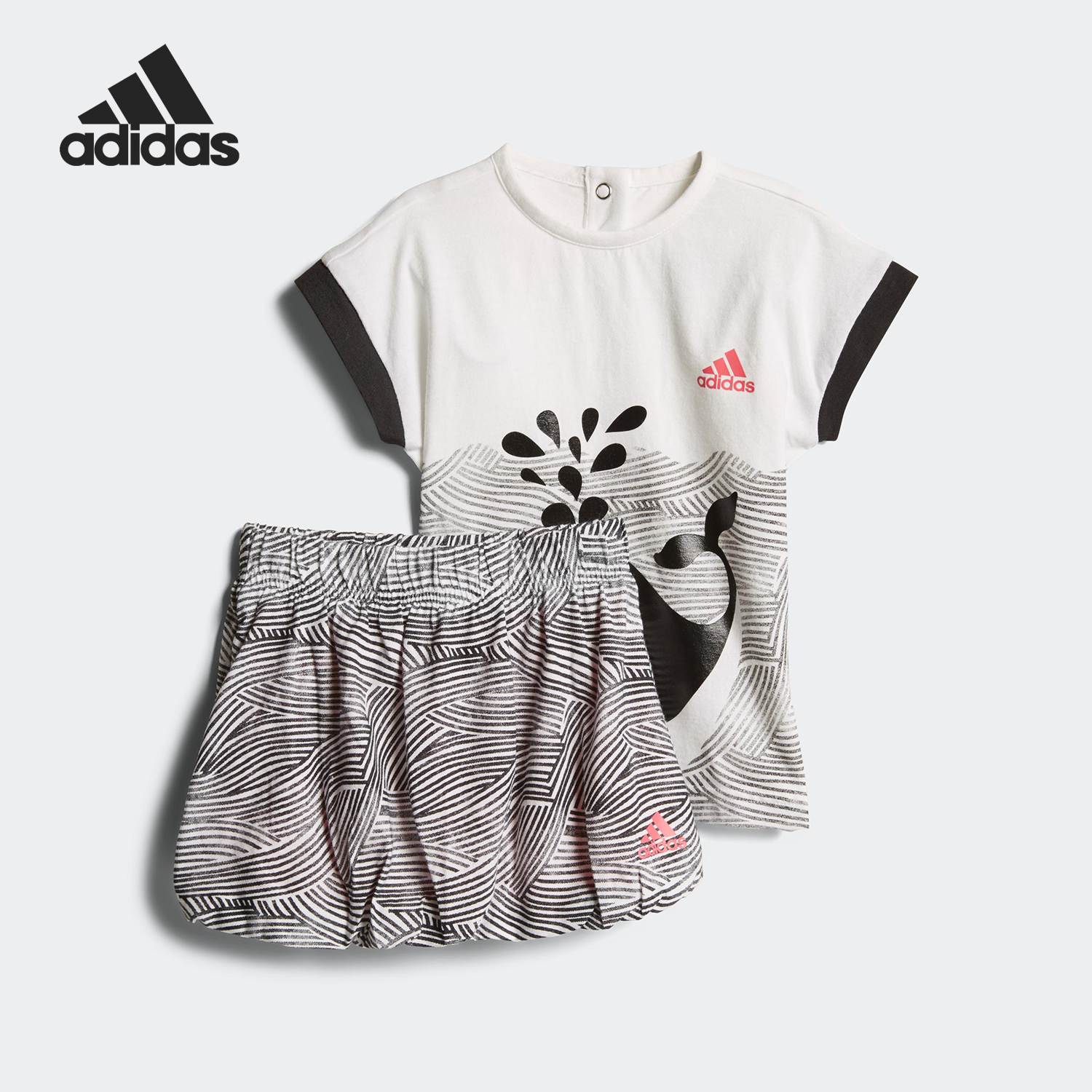 Adidas/阿迪达斯正品当季新款夏季女小童卡通运动休闲套装CF7421