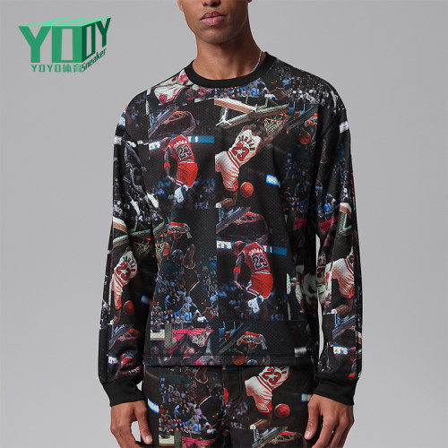 Nike/耐克正品Jordan男士印花针织宽松透气长袖T恤IF1831-010