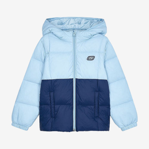 Skechers斯凯奇正品童三防保暖连帽拼接羽绒服L424K094-04BJ
