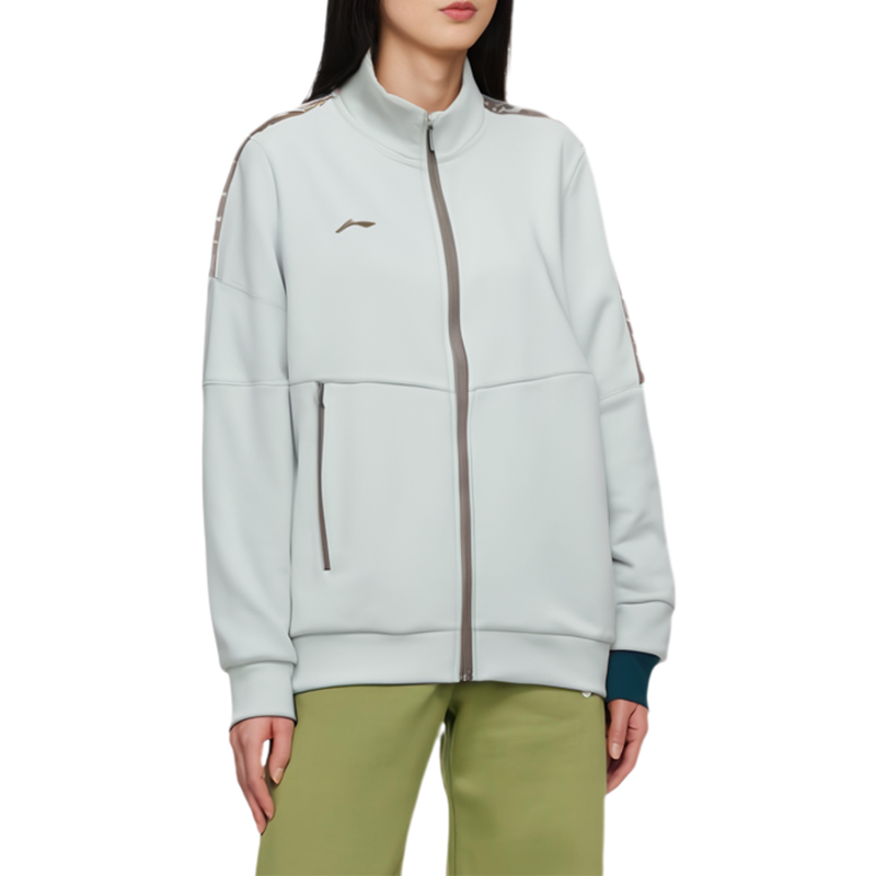 李宁正品团购系列女子宽松透气耐磨立领运动夹克外套AWDUA80-6