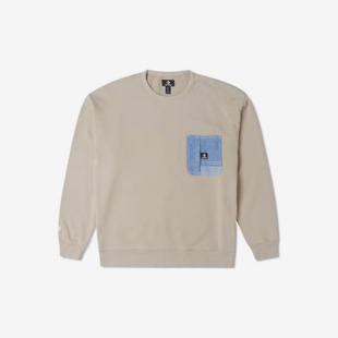 Converse/匡威正品男女款针织牛仔拼接口袋套头卫衣10025519-A01