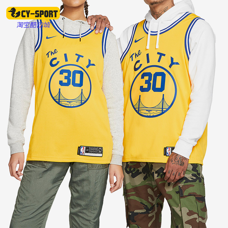 Nike/耐克正品库里勇士队30号男子篮球运动球衣BQ8109-729