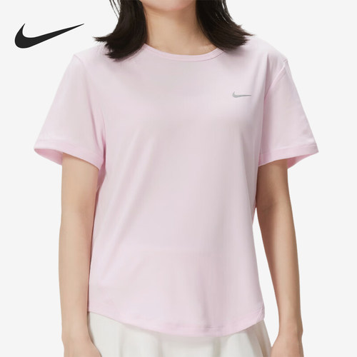 Nike/耐克正品TEMPO新款女浅粉色跑步训练短袖T恤HQ0649-663