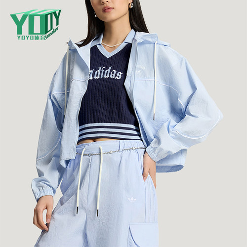 Adidas/阿迪达斯正品三叶草女士梭织户外运动透气时尚外套KT3056