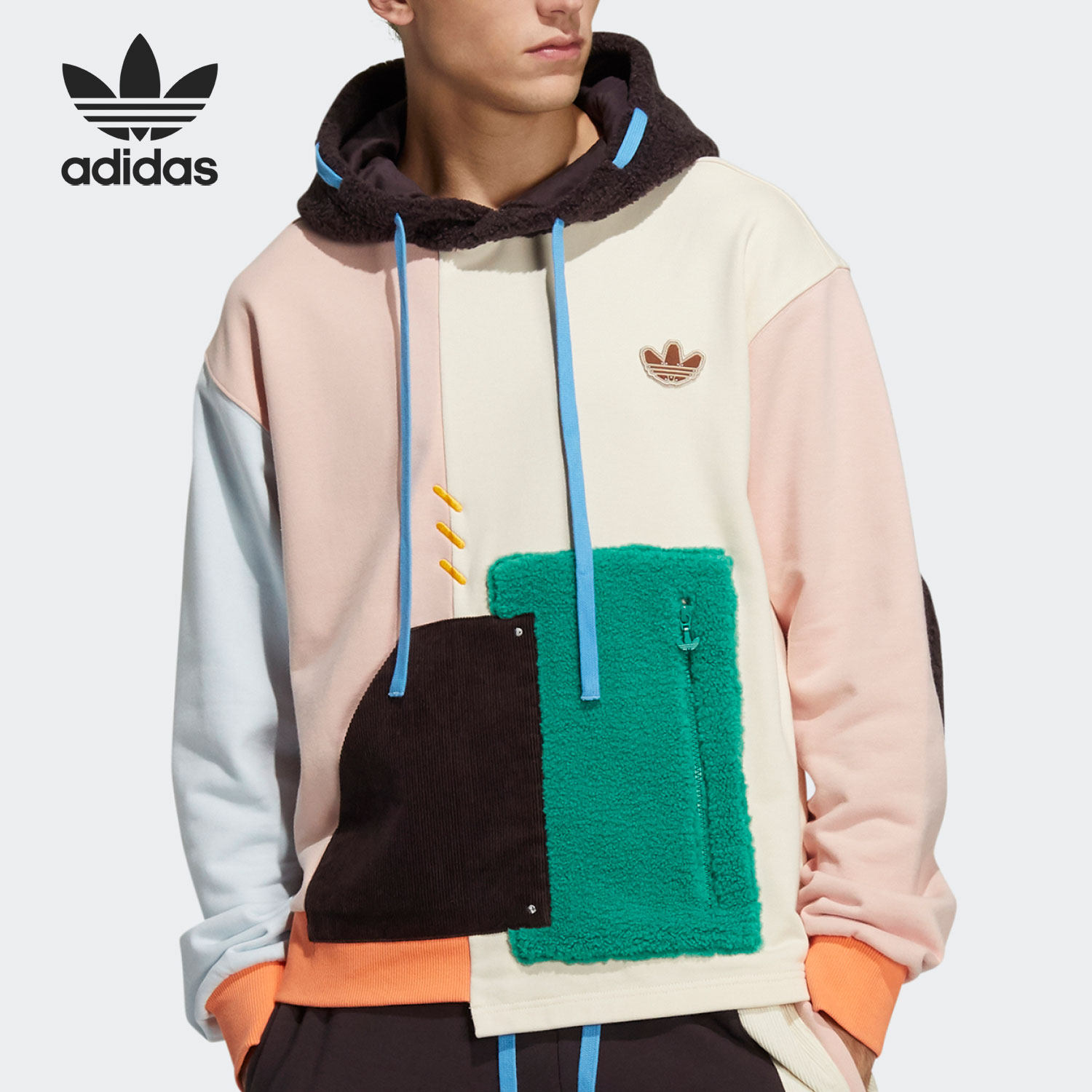 Adidas/阿迪达斯 正品三叶草木偶系列情侣款连帽卫衣 HC0339
