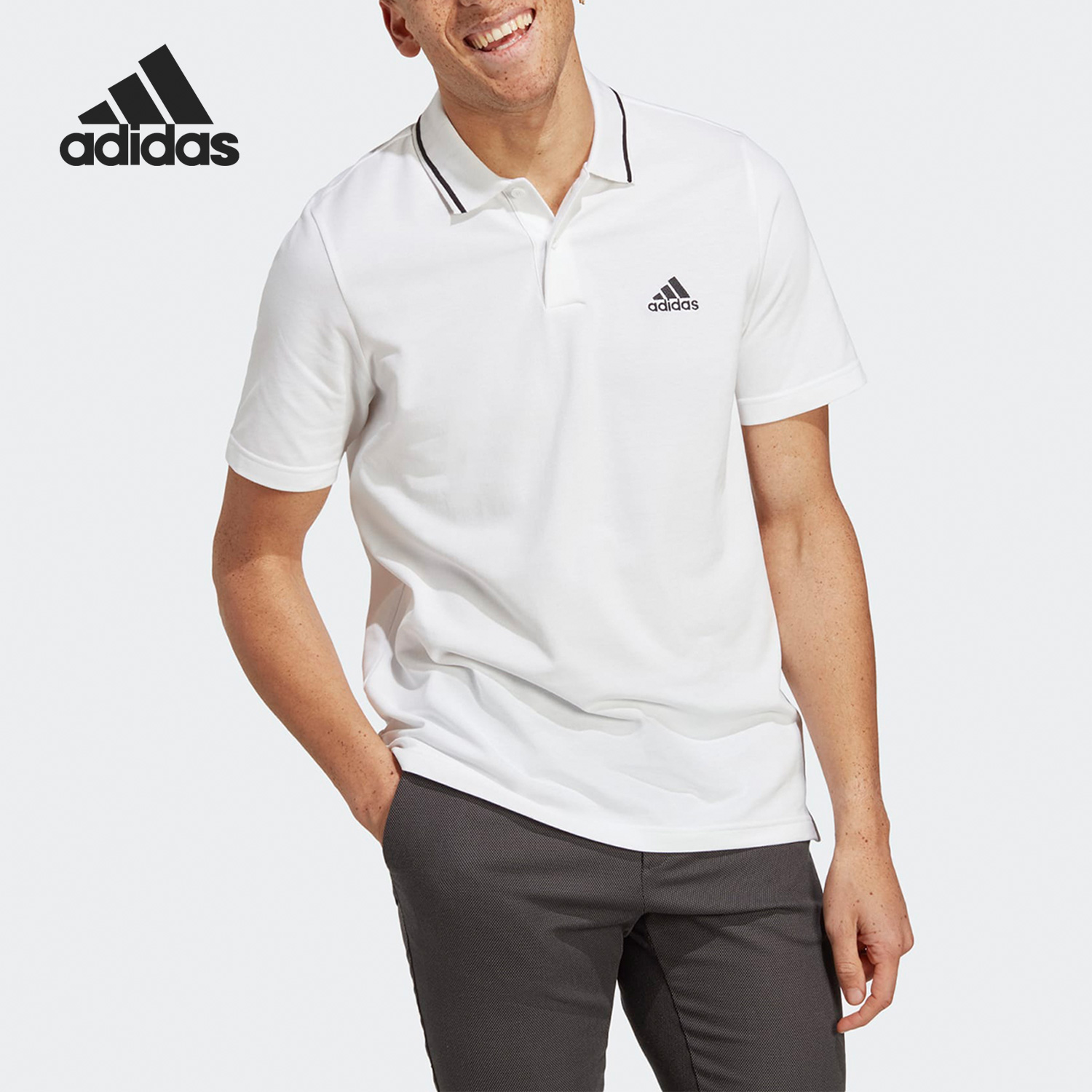 Adidas/阿迪达斯正品夏季男子运动短袖T恤POLO衫IC9315