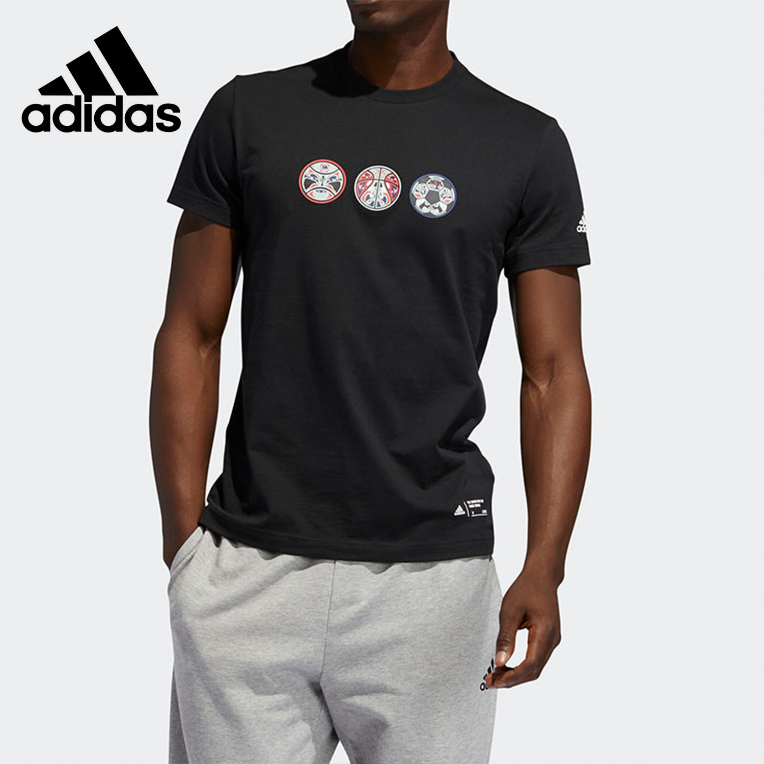 Adidas/阿迪达斯正品夏季京剧脸谱印花男子短袖T恤 FT2850