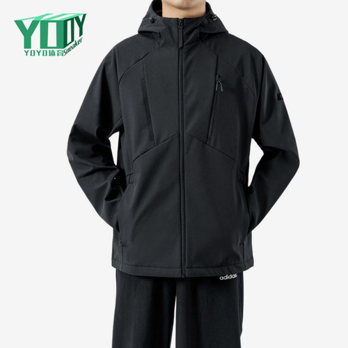 Adidas/阿迪达斯正品冲锋衣新款男黑色骑行经典夹克外套KG8966