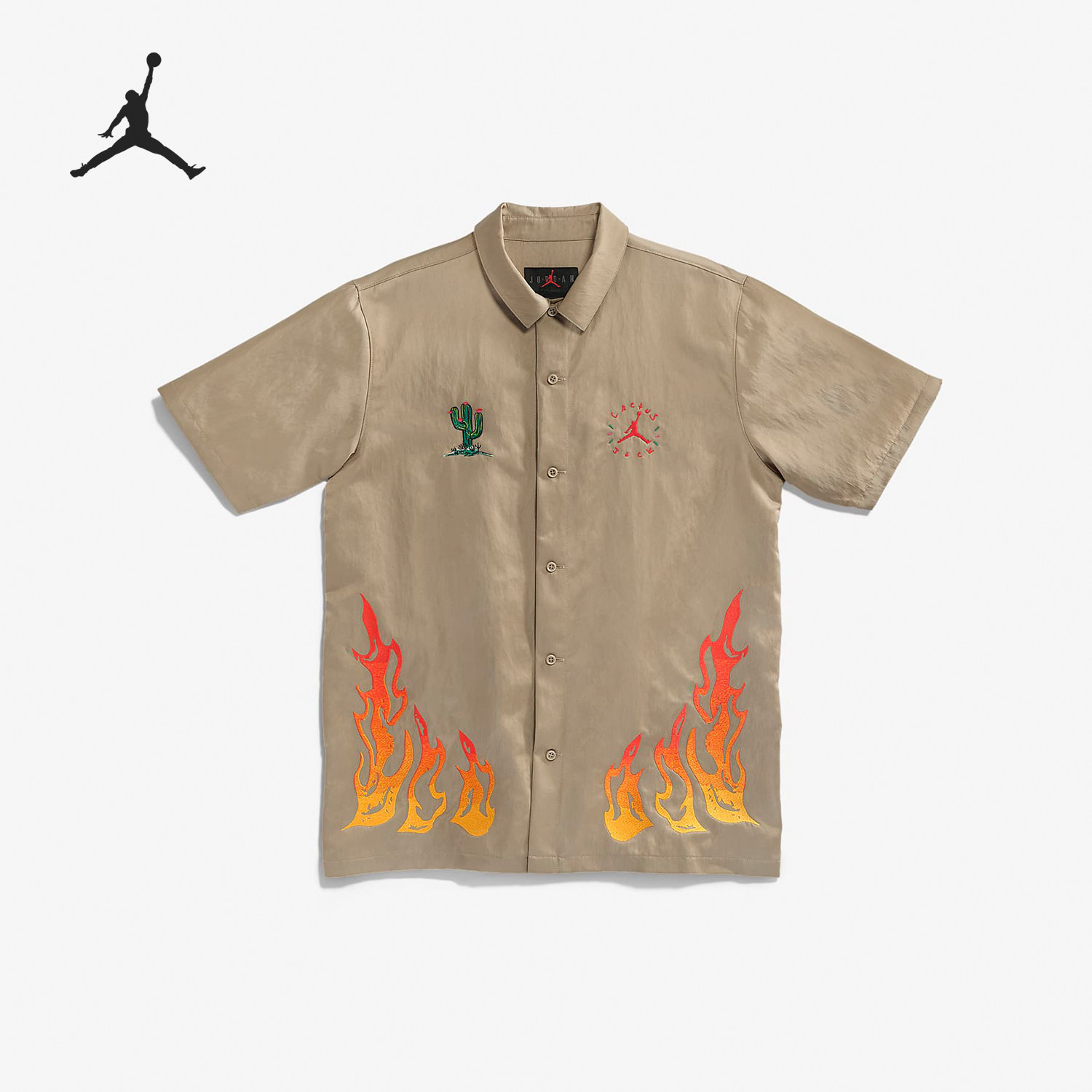 Nike/耐克正品JORDAN男士透气休闲翻领刺绣运动衬衫CW3131-247