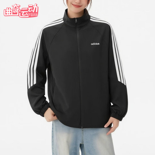Adidas/阿迪达斯正品新款女士运动保暖经典拉链跑步外套KQ5370