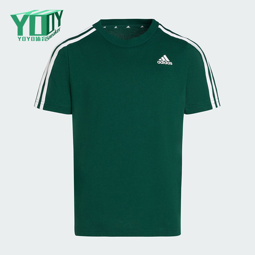 Adidas/阿迪达斯正品2026大童圆领日常经典运动条纹透气T恤KT9188