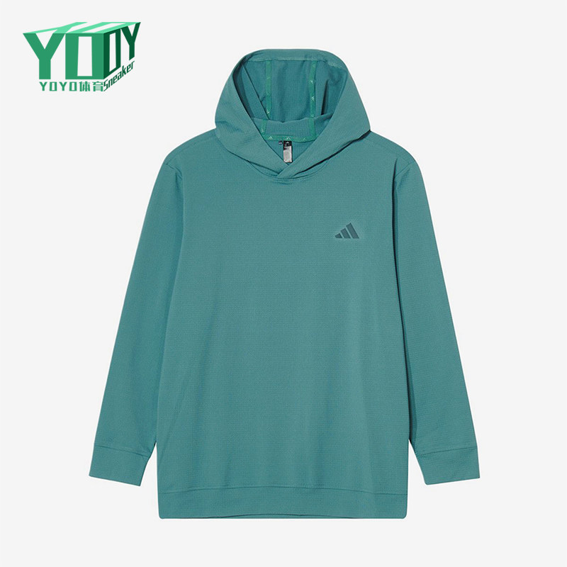 Adidas/阿迪达斯正品新款男绿色高尔夫经典简约连帽卫衣JX4192