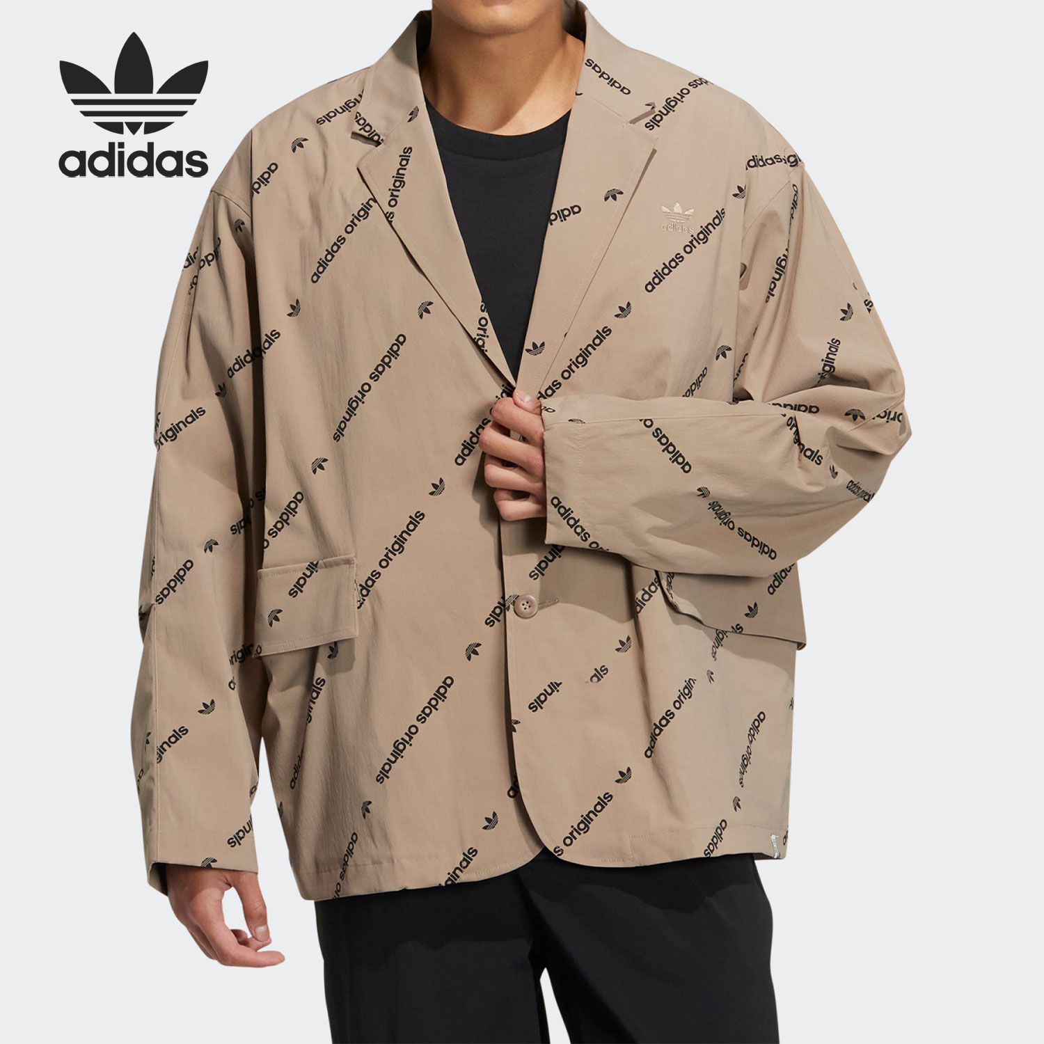 Adidas/阿迪达斯正品 AOP BLAZER 三叶草男子舒适外套 HU1240