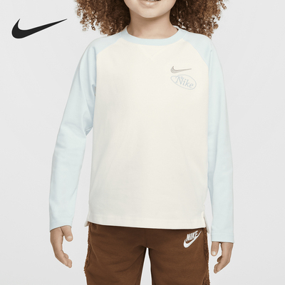 Nike/耐克正品冬新款小童拼接宽松休闲耐穿圆领T恤IB2552-133