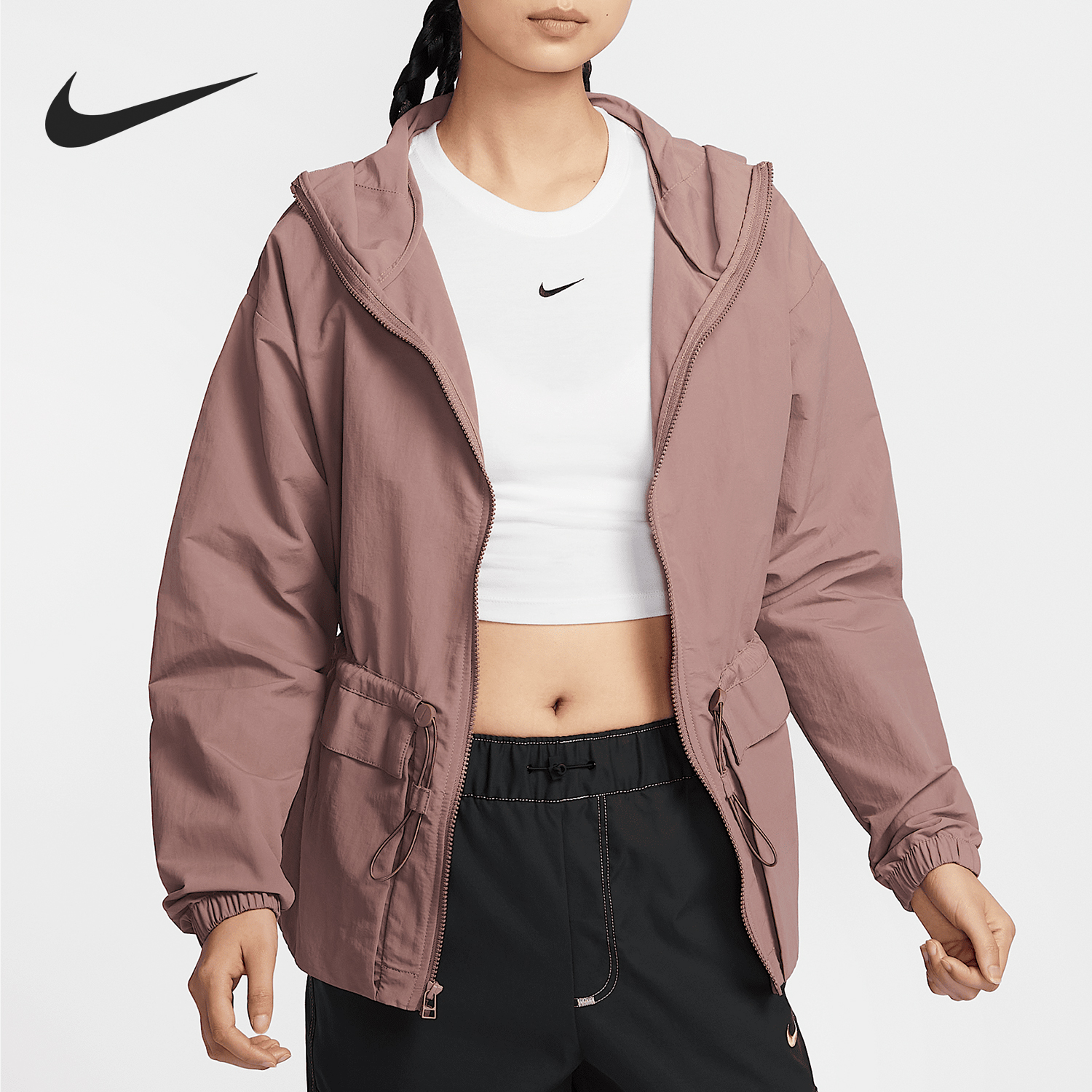 耐克女士梭织连帽夹克外套