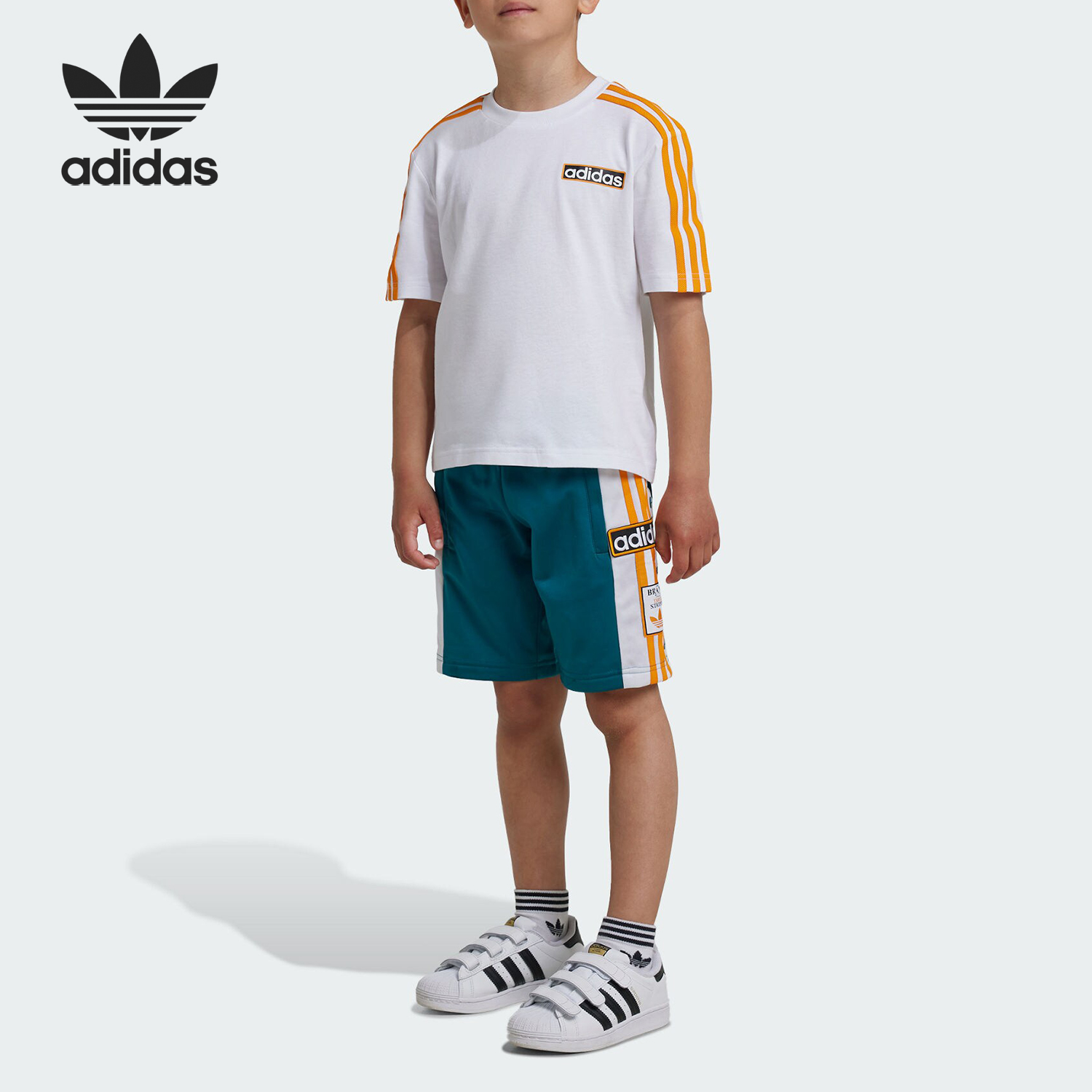 Adidas/阿迪达斯正品三叶草小童时尚针织运动休闲套装IX7438