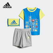 阿迪达斯正品 针织套装 TEE Adidas 婴童训练短袖 SET DZ2411