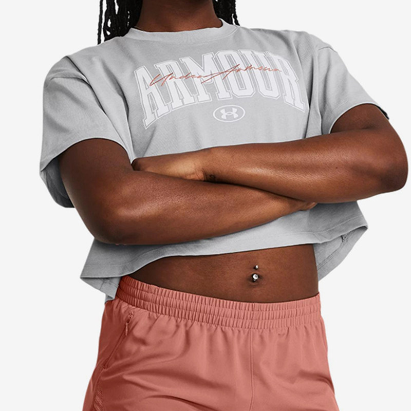 UA/安德玛正品HW SCRIPTED WM CROP SS女士圆领短袖1383050-011