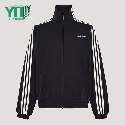 Adidas/阿迪达斯正品三叶草女士高领经典条纹日常休闲外套KX7977