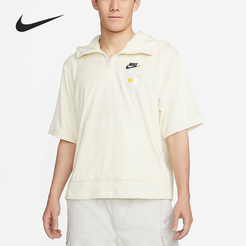 Nike/耐克正品男子宽松印花复古卫衣连帽衫短袖T恤DM5063-113