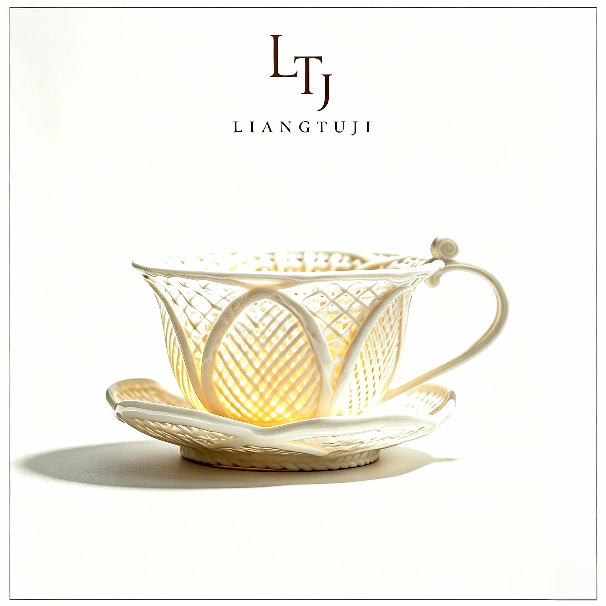 玲珑咖啡杯陶瓷大师手工编织高颜咖啡杯